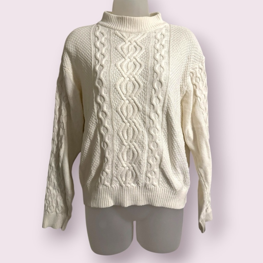Urban Outfitters Cream Cable Knit Mock Neck Sweater Size XS